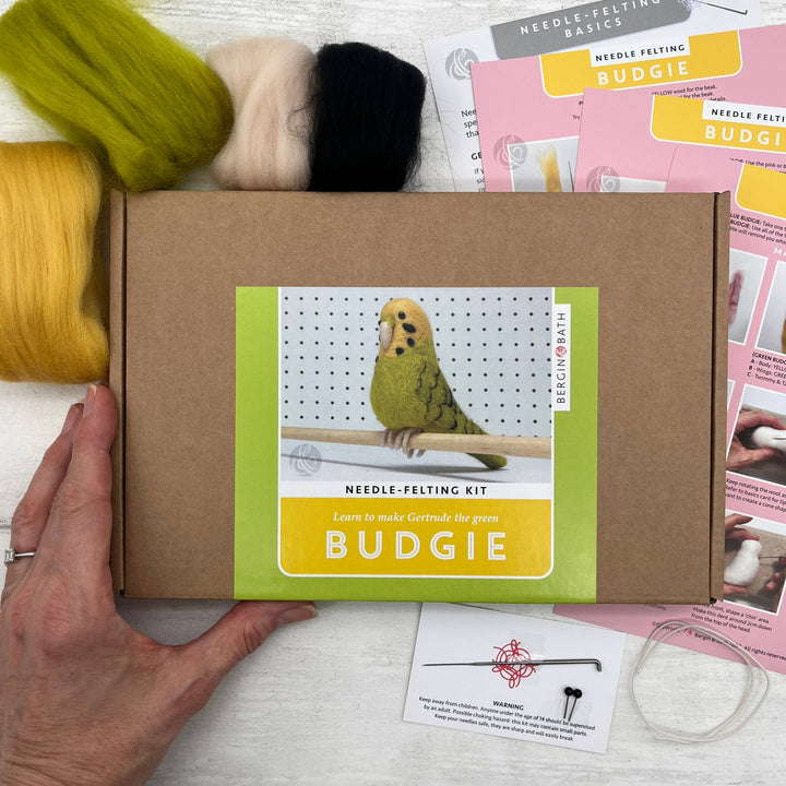 Needle Felting Kit Budgie Green. Make a budgerigar