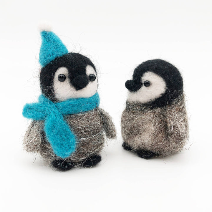 Needle felting kit - Baby Penguins. Make THREE penguins.