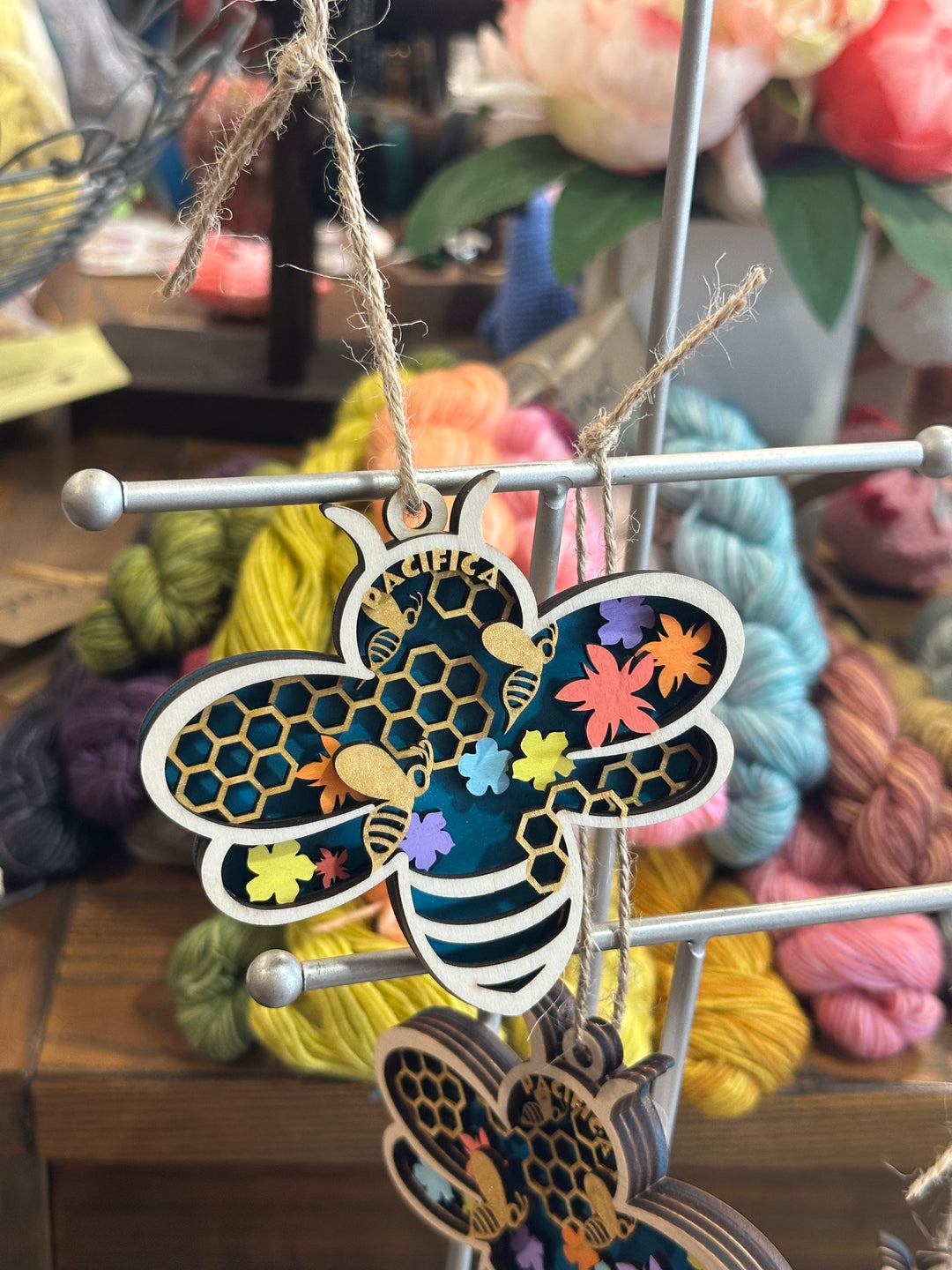 Handpainted Laser Cut Bee Ornament