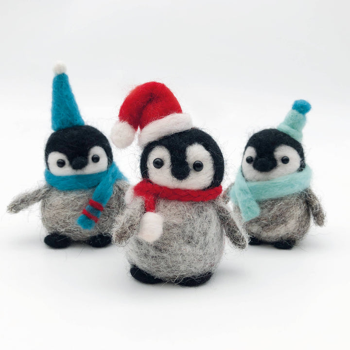 Needle felting kit - Baby Penguins. Make THREE penguins.