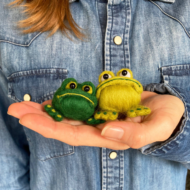 Needle Felting Kit - Frogs - Learn to make two funny frogs