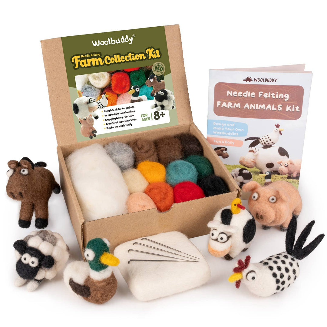 DIY Needle Felting Farm Collection Kit –Craft 6 cute animals