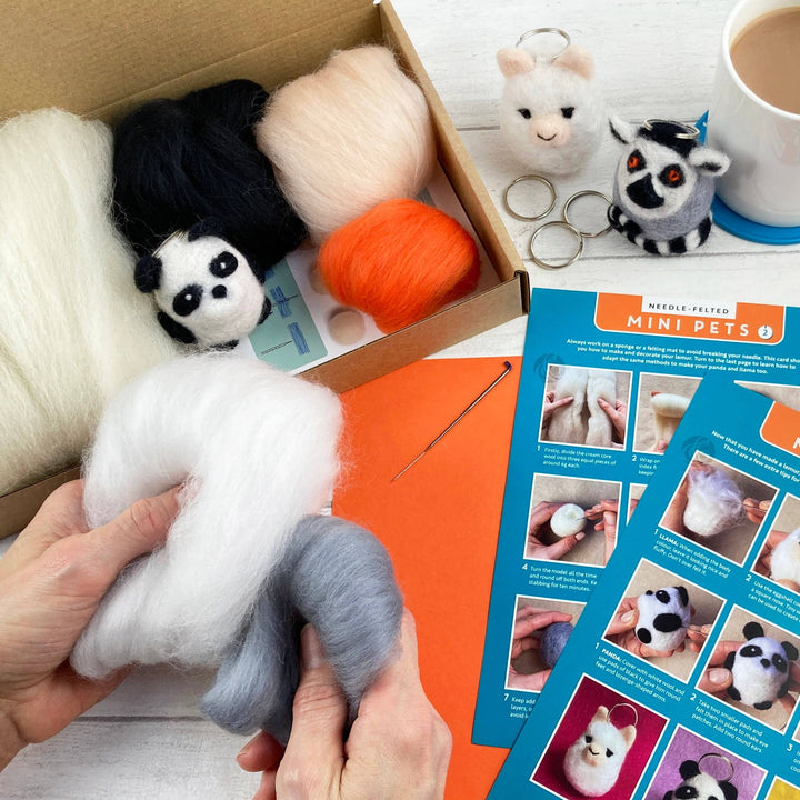 Needle Felting Kit - Mini Pets 2 - Make THREE felt animals.