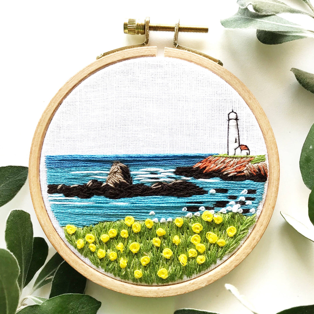 Lighthouse By the Bay Modern Hand Embroidery Kit