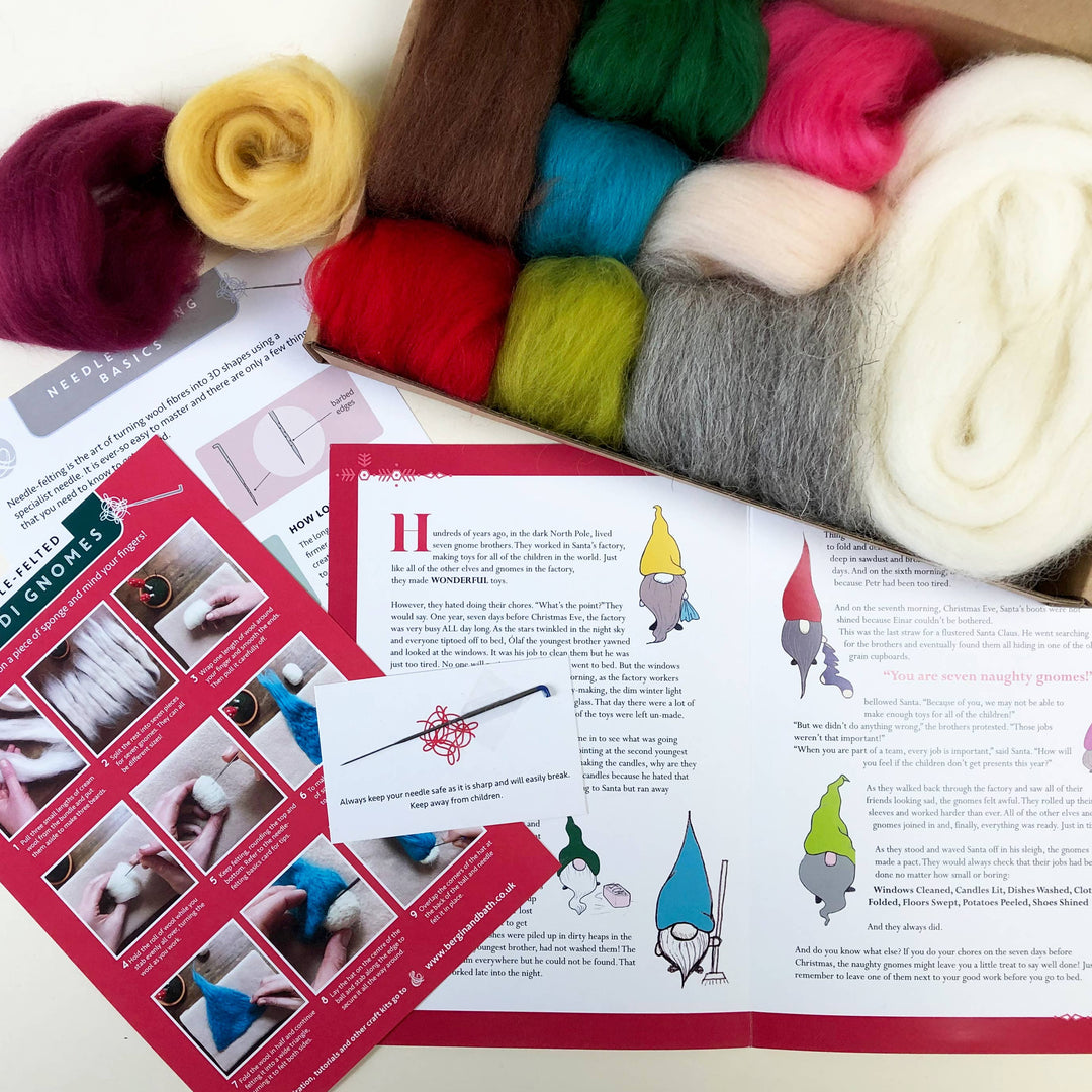 Premium needle felting kit - SEVEN Naughty Gnomes.