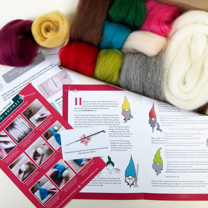 Premium needle felting kit - SEVEN Naughty Gnomes.