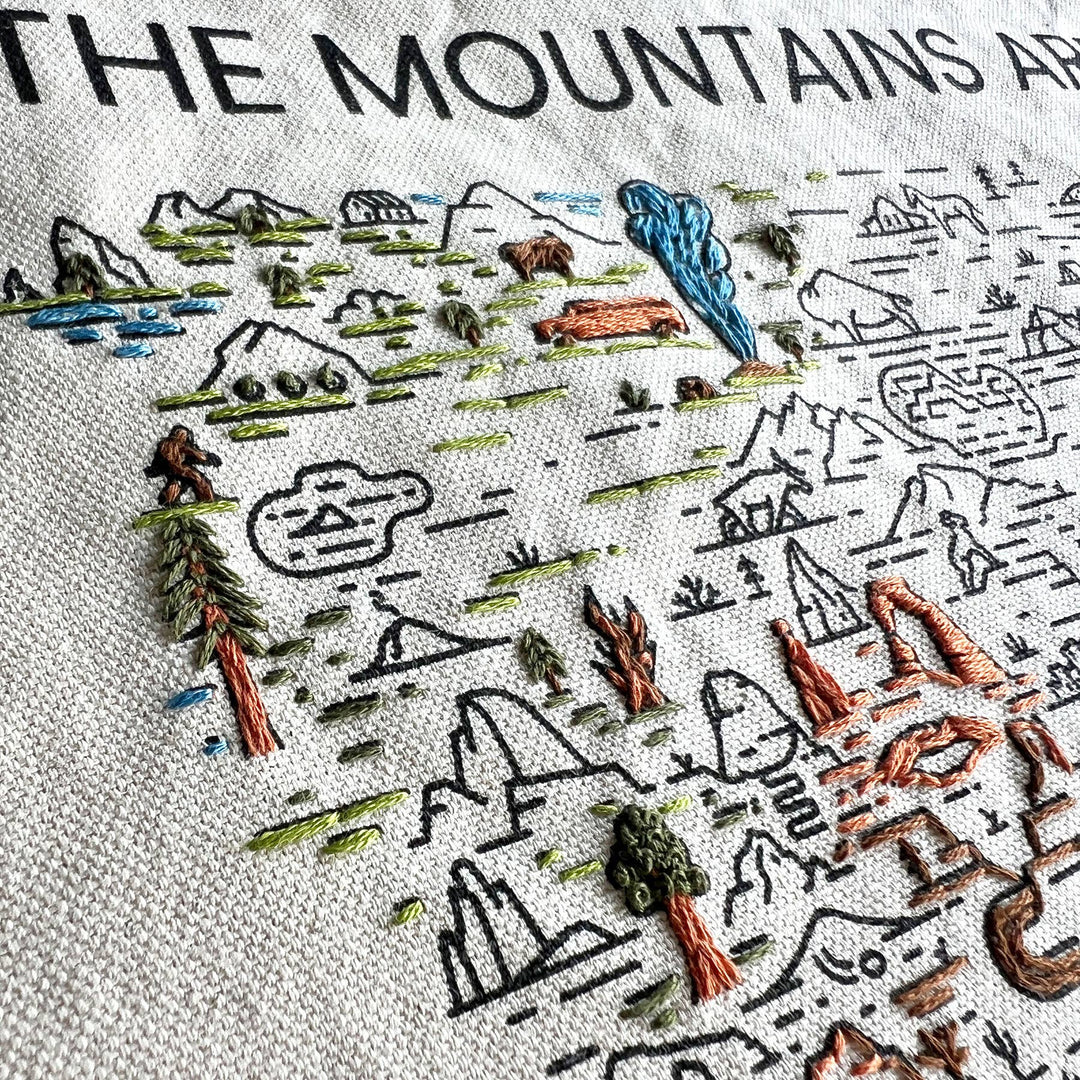 The Mountains Are Calling Tote Bag Embroidery Kit