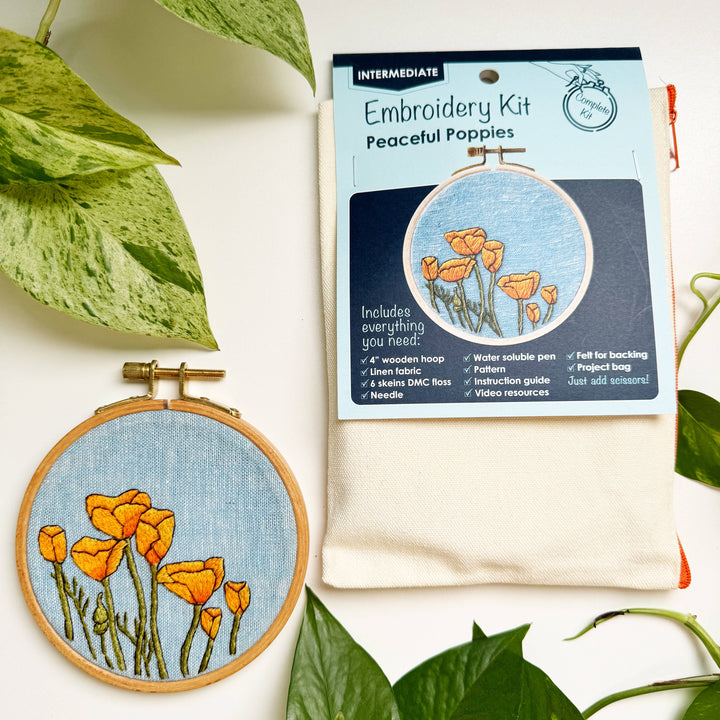 DIY Embroidery Kit, California Poppies