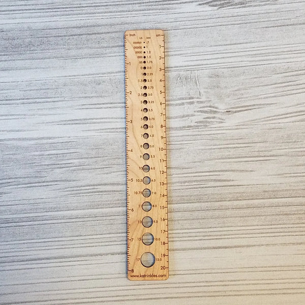 8" Needle Gauge Ruler - Wood