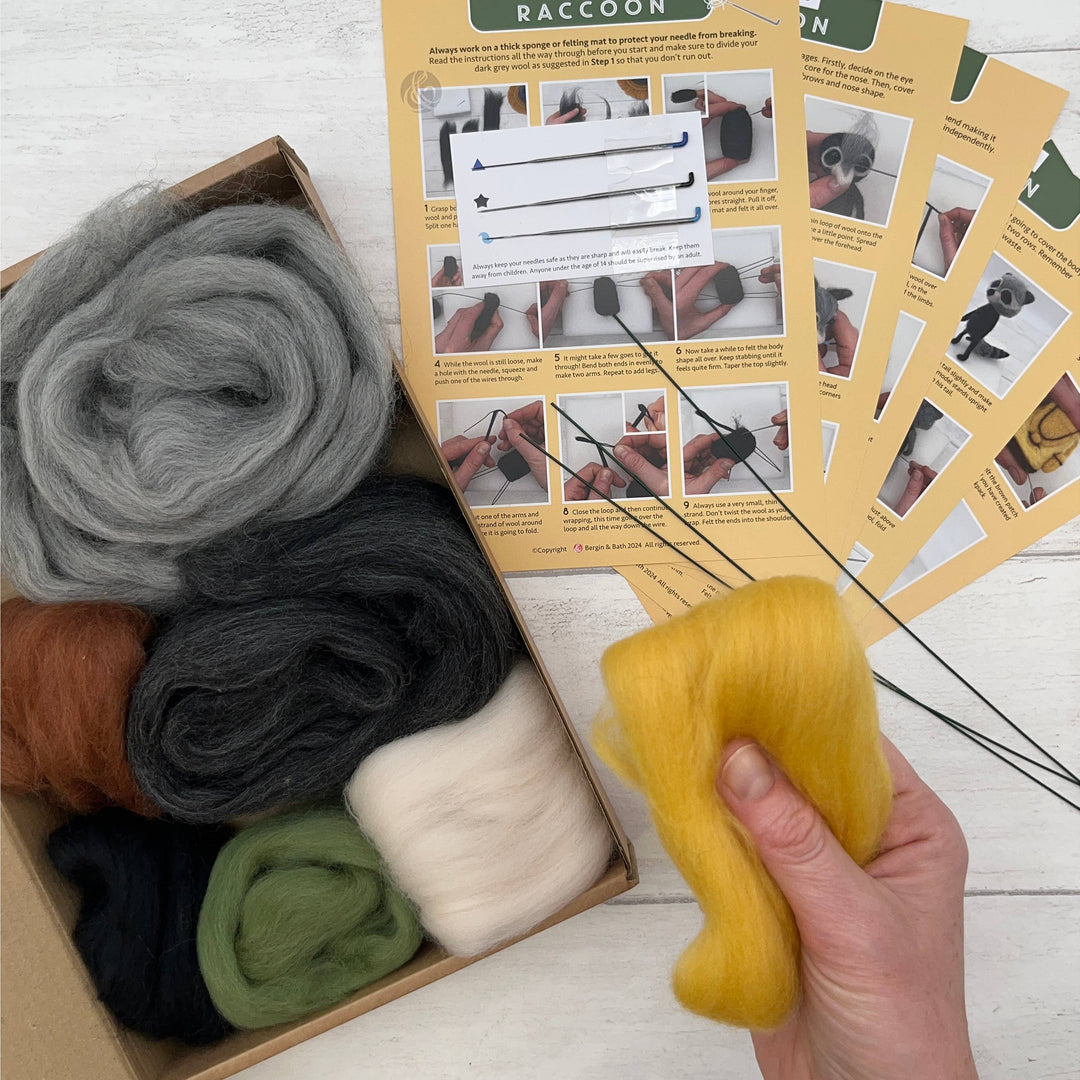 Needle Felting Kit, Raccoon