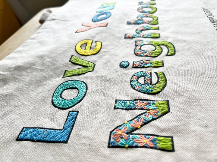 Love Your Neighbor Tote Bag Embroidery Kit