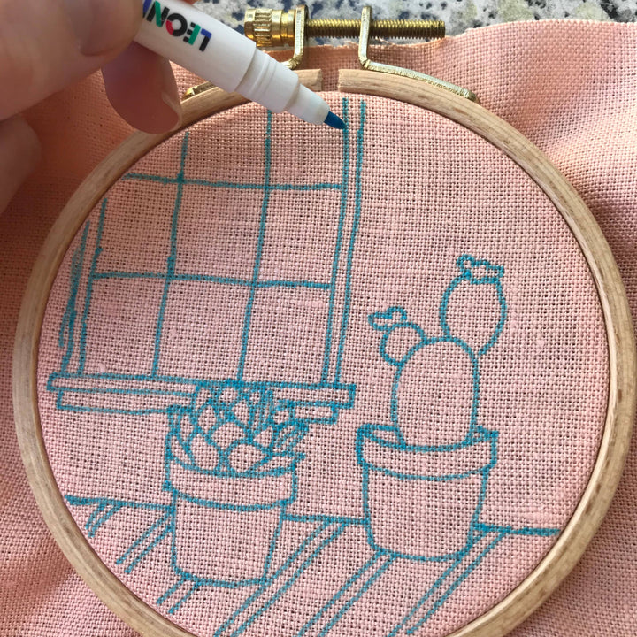 Embroidery Kit, Cactus DIY Embroidery Hoop Art, Complete Kit