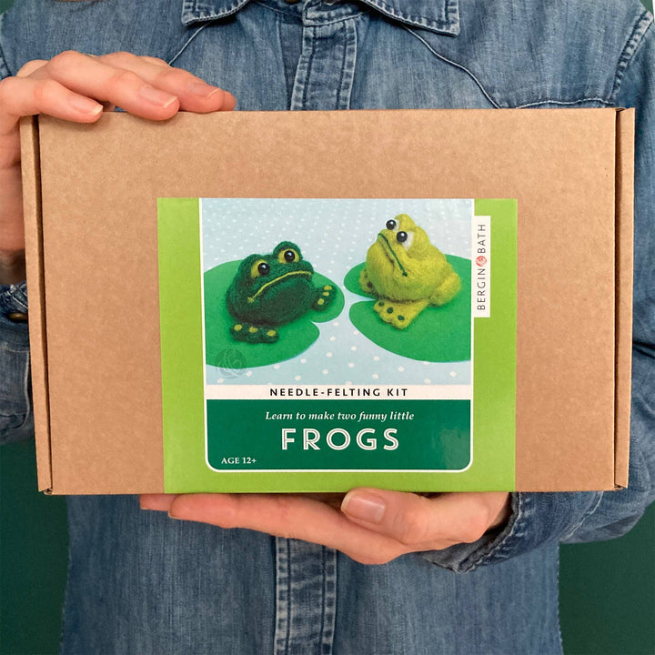 Needle Felting Kit - Frogs - Learn to make two funny frogs