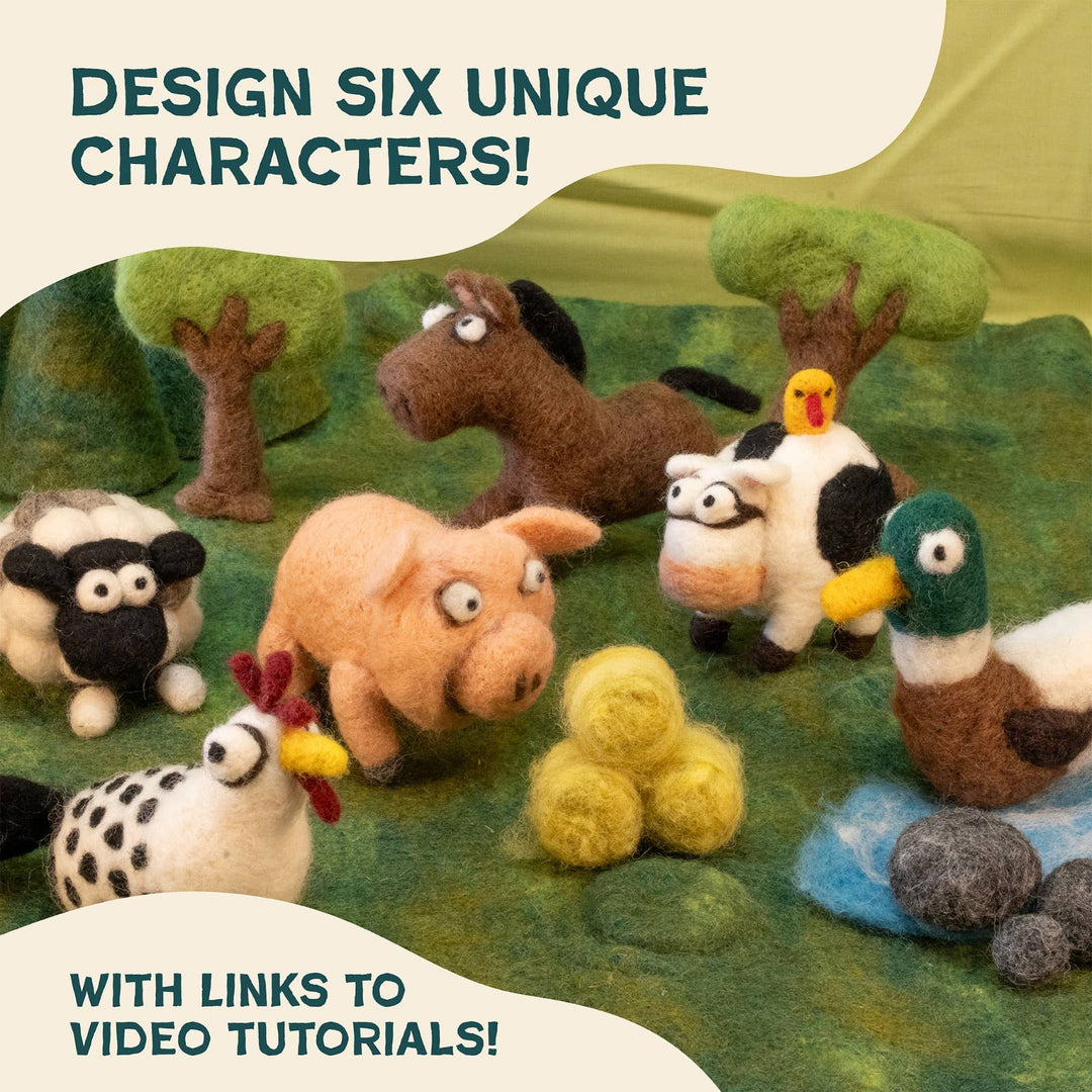 DIY Needle Felting Farm Collection Kit –Craft 6 cute animals