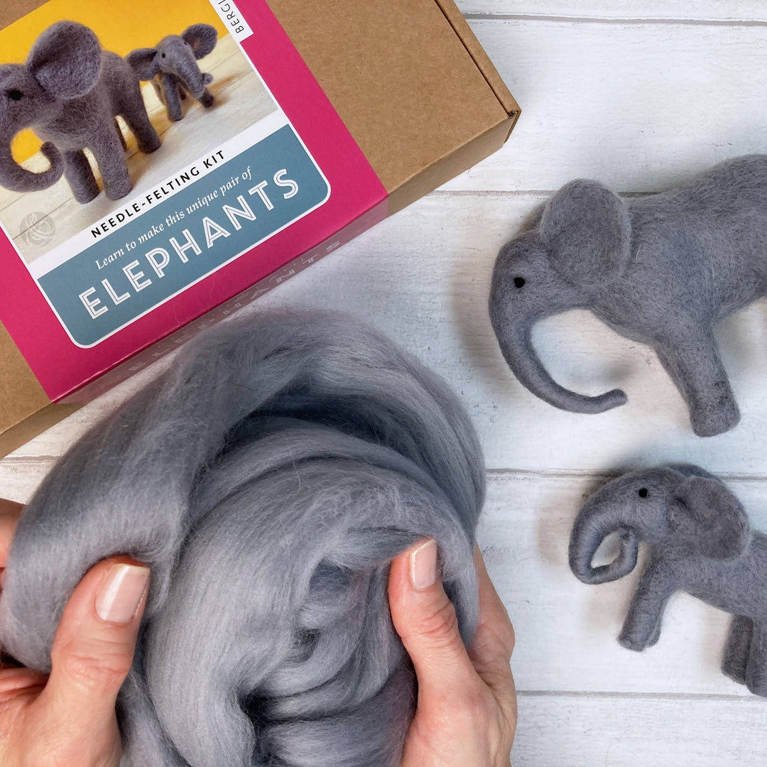 Needle Felted Elephant Kit. A Gorgeous Craft Set For Adults.