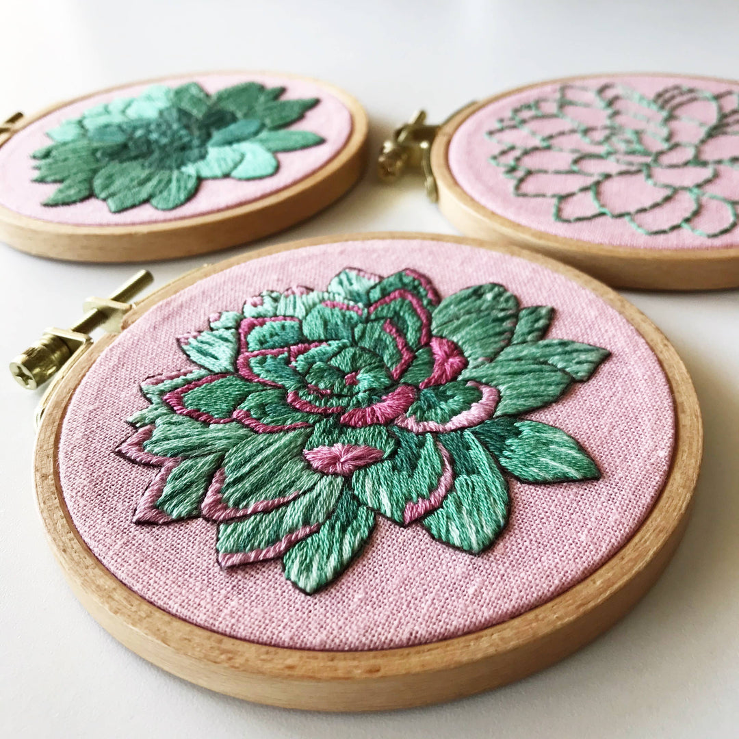 Sweet Succulent DIY Embroidery Kit, Choose Your Skill Level