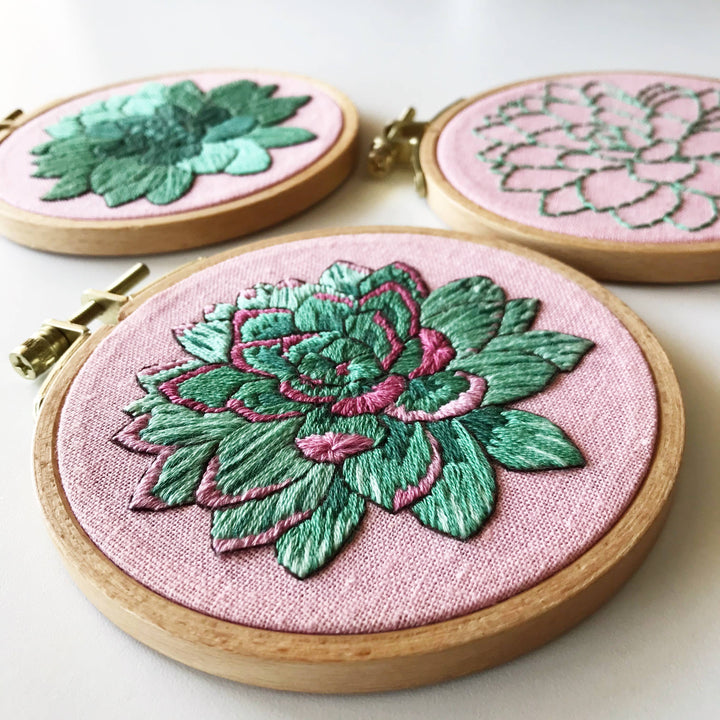 Sweet Succulent DIY Embroidery Kit, Choose Your Skill Level