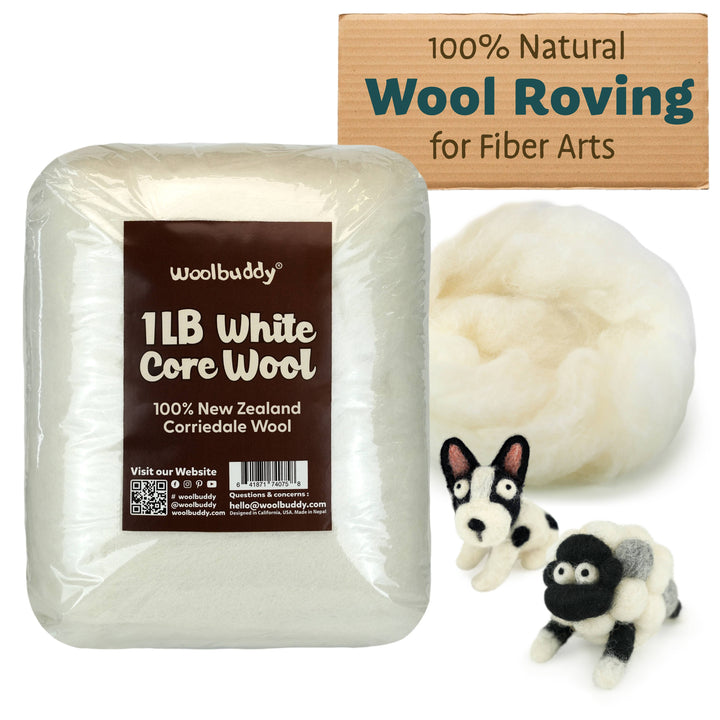 1lb White Core Wool for Needle Felting