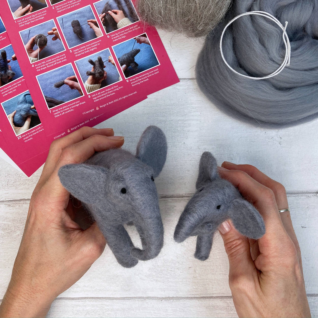 Needle Felted Elephant Kit. A Gorgeous Craft Set For Adults.