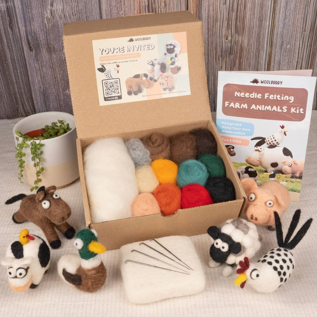 DIY Needle Felting Farm Collection Kit –Craft 6 cute animals