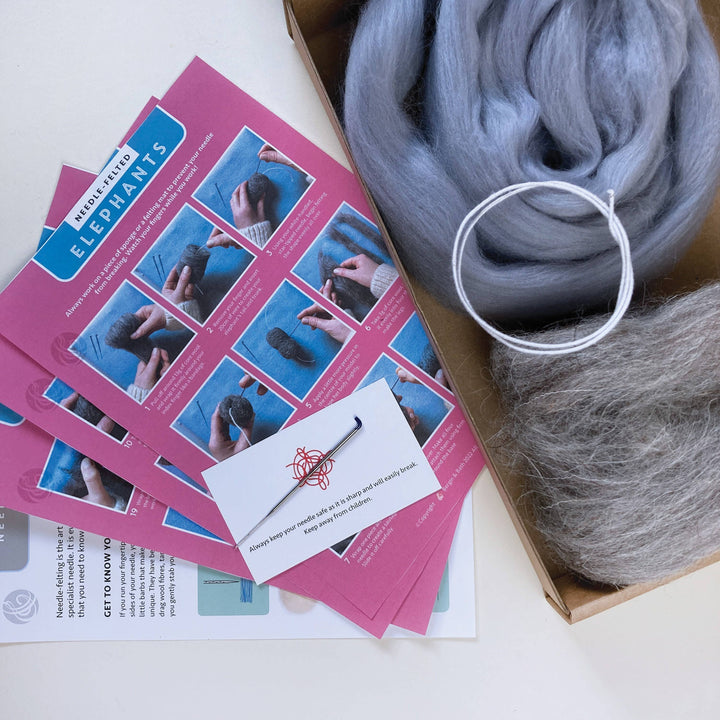 Needle Felted Elephant Kit. A Gorgeous Craft Set For Adults.
