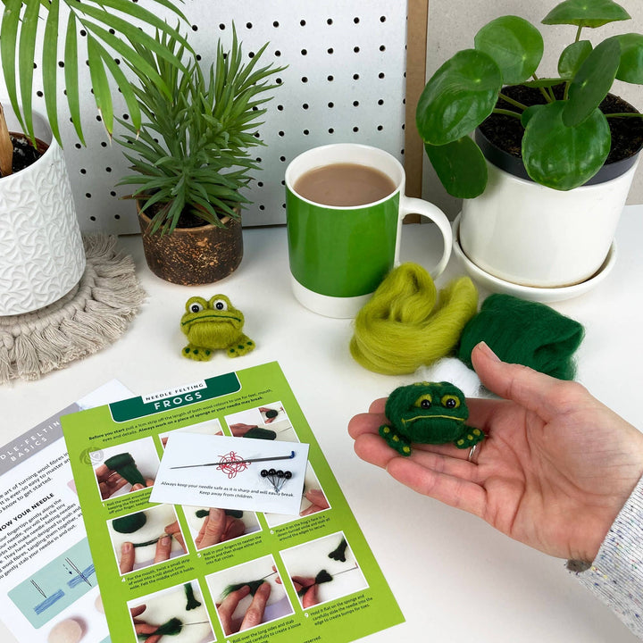 Needle Felting Kit - Frogs - Learn to make two funny frogs