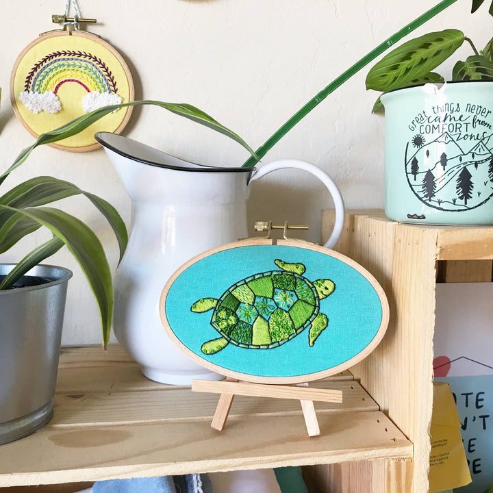 Green Sea Turtle Hand Embroidery Kit, Design Your Own