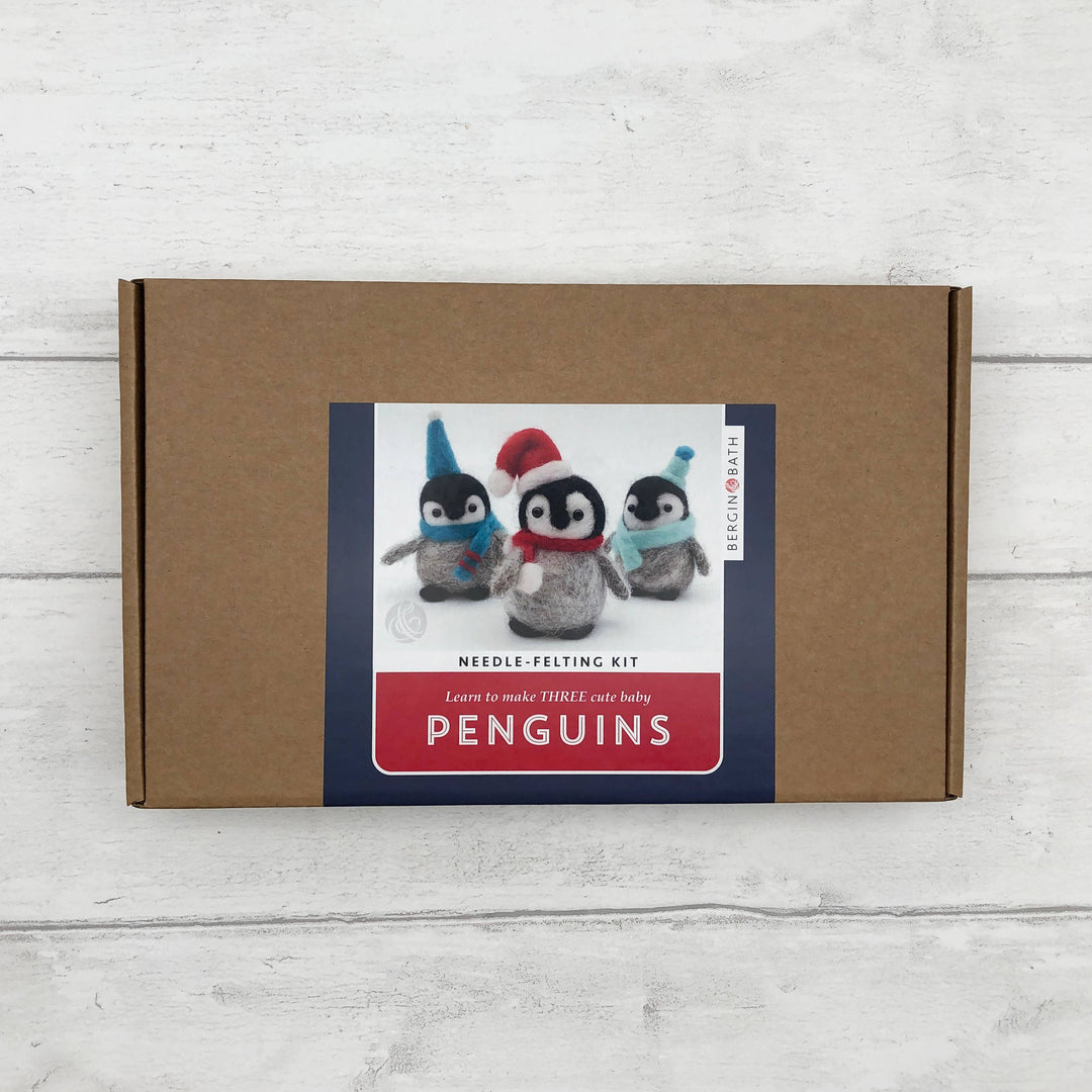 Needle felting kit - Baby Penguins. Make THREE penguins.
