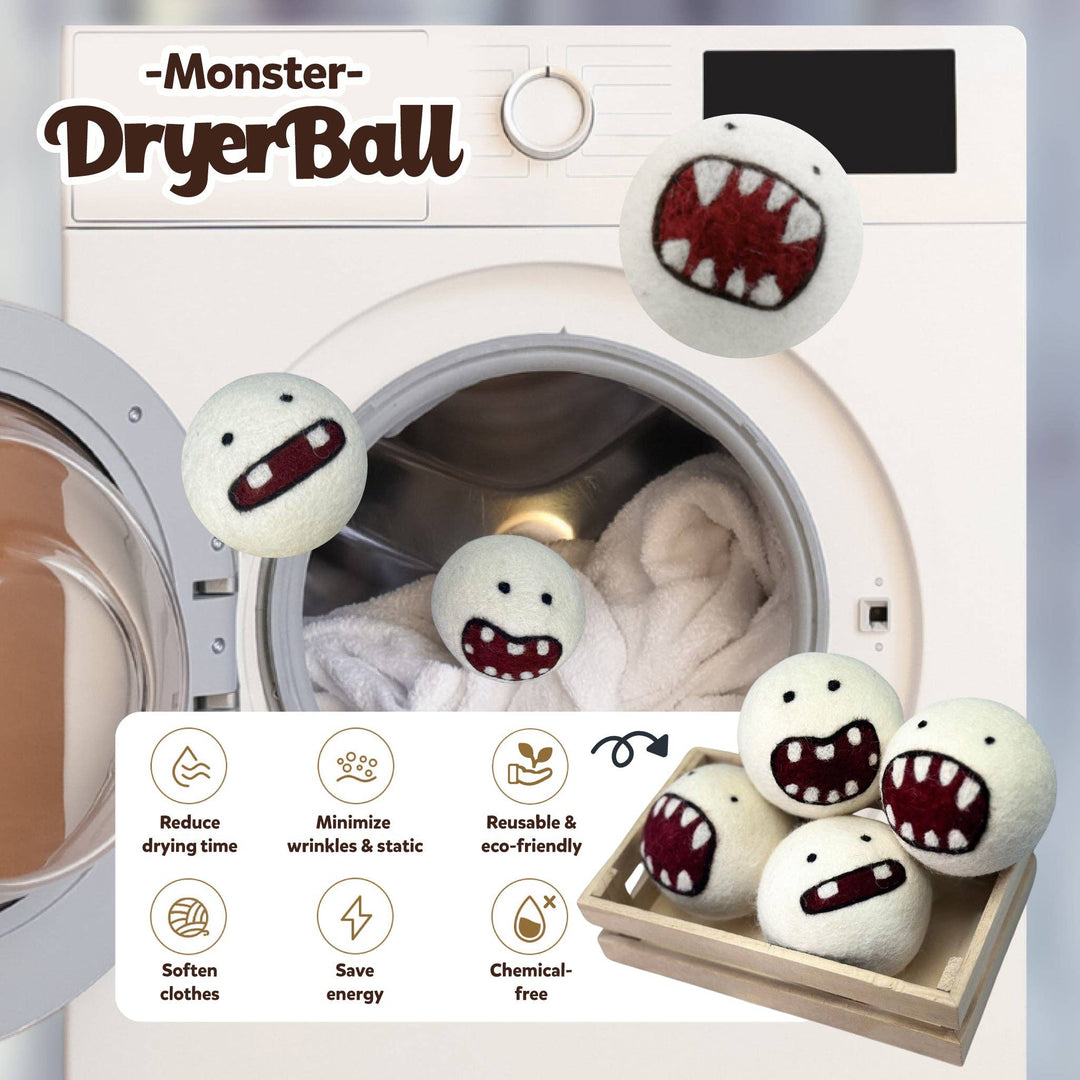 Wool Felted Monster Dryer Balls