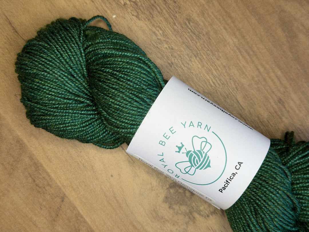 Royal Bee Yarn Gemstone DK in Emerald, hand dyed merino silk DK weight yarn