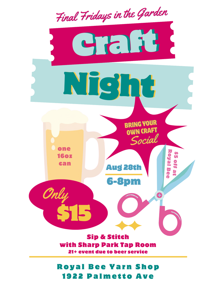Final Fridays Craft Night in the Garden: Sip &amp; Stitch with Sharp Park Tap Room