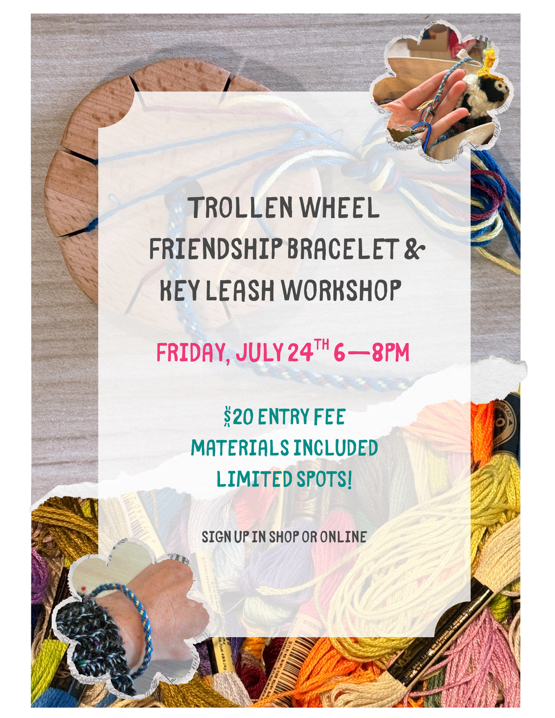 Trollen Wheel Friendship Bracelet and/or Tote Key Leash Workshop