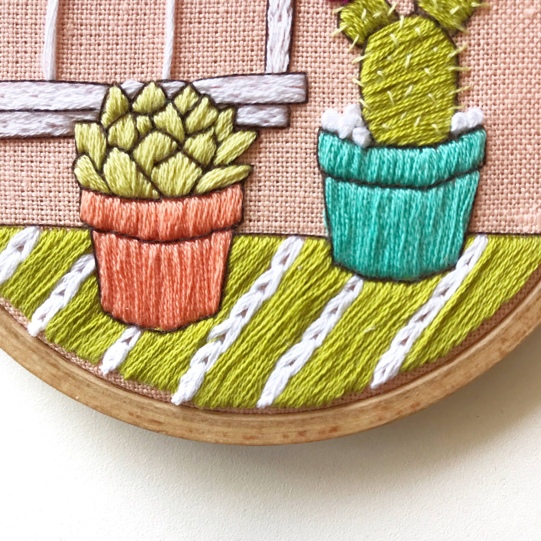 Embroidery Kit, Cactus DIY Embroidery Hoop Art, Complete Kit