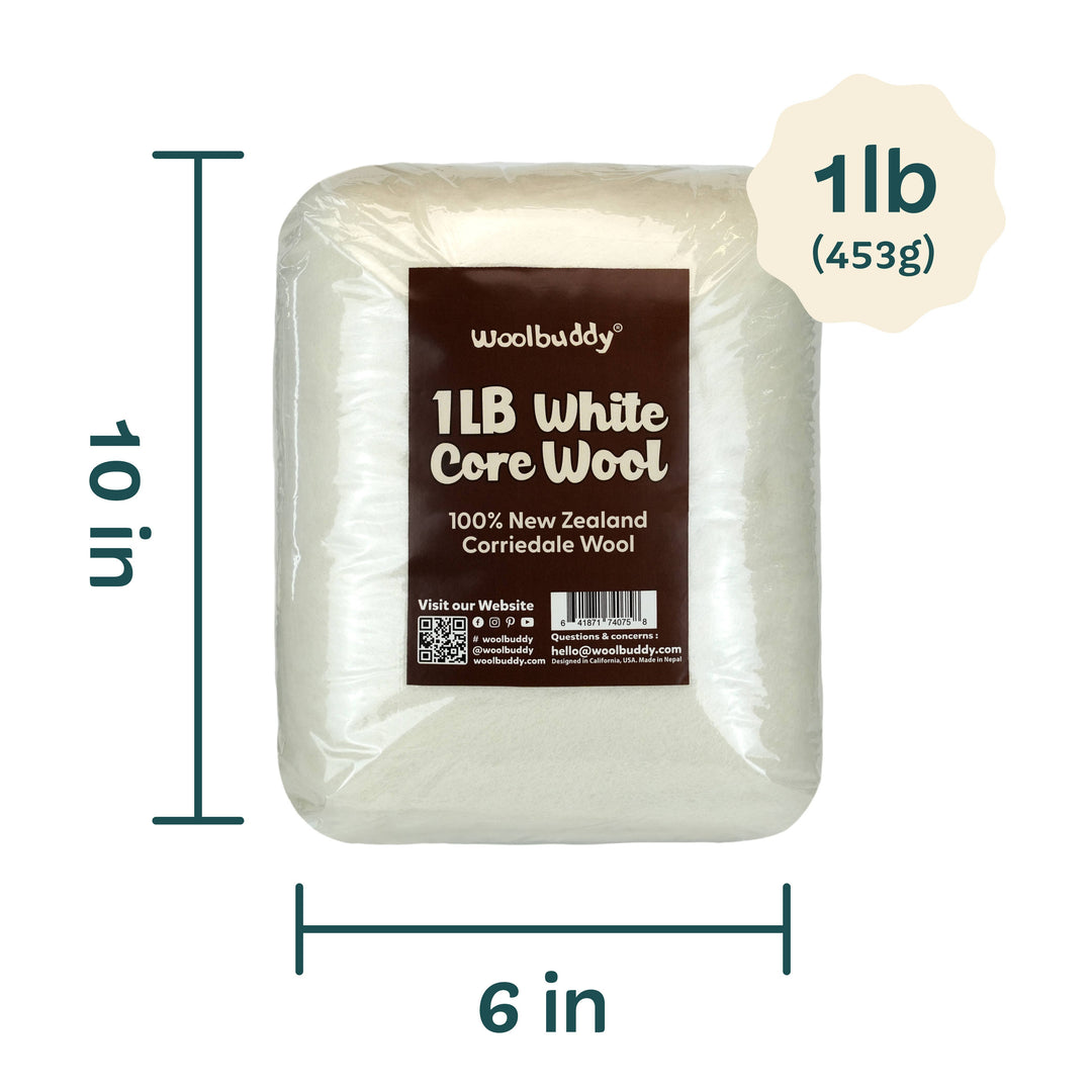 1lb White Core Wool for Needle Felting