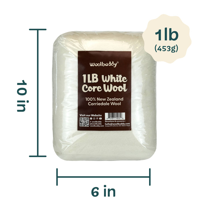 1lb White Core Wool for Needle Felting