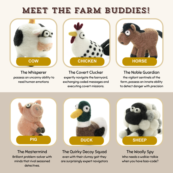 DIY Needle Felting Farm Collection Kit –Craft 6 cute animals