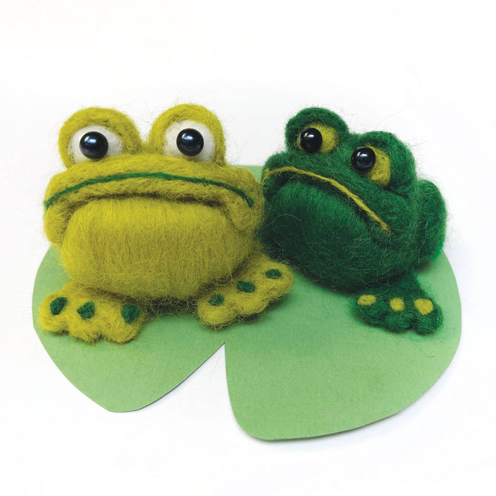 Needle Felting Kit - Frogs - Learn to make two funny frogs