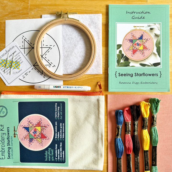 Seeing Starflowers Embroidery Kit for Beginners