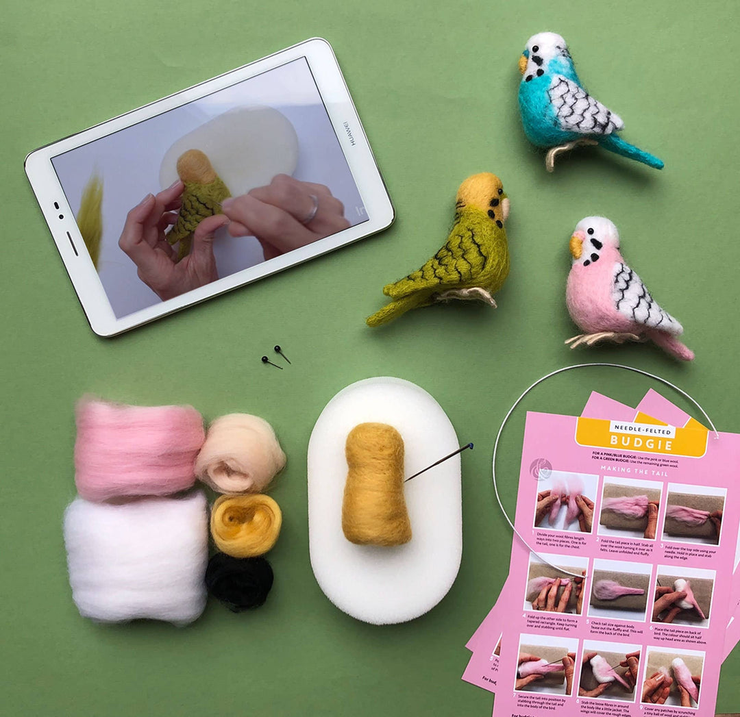 Needle Felting Kit Budgie. Make A Blue Budgerigar From Wool