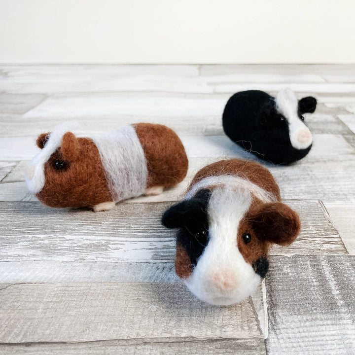 Needle felting kit - Guinea pigs. Craft kit for adults