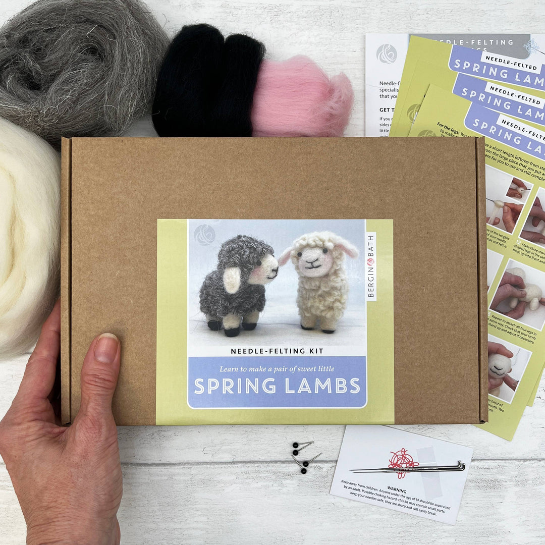 Beginner Needle Felting Kit, Spring Lambs